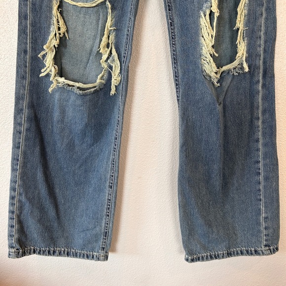 Lucky Brand High Rise Wide Leg Distressed Jeans Medium Wash Women's Size 6 - Picture 7 of 11